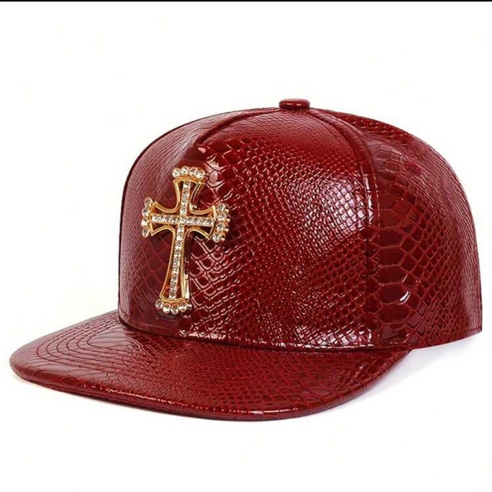 Stylish Red Kids Cap with Gold Cross